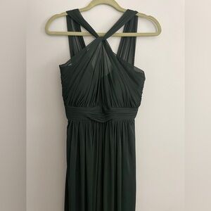 Alfred Sung Maxi Chiffon Knit Halter Neck Dress